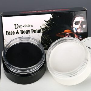 professional cream face paint body paint oil based face painting makeup for kids and adults single color halloween sfx christmas party (black50g+white50g)