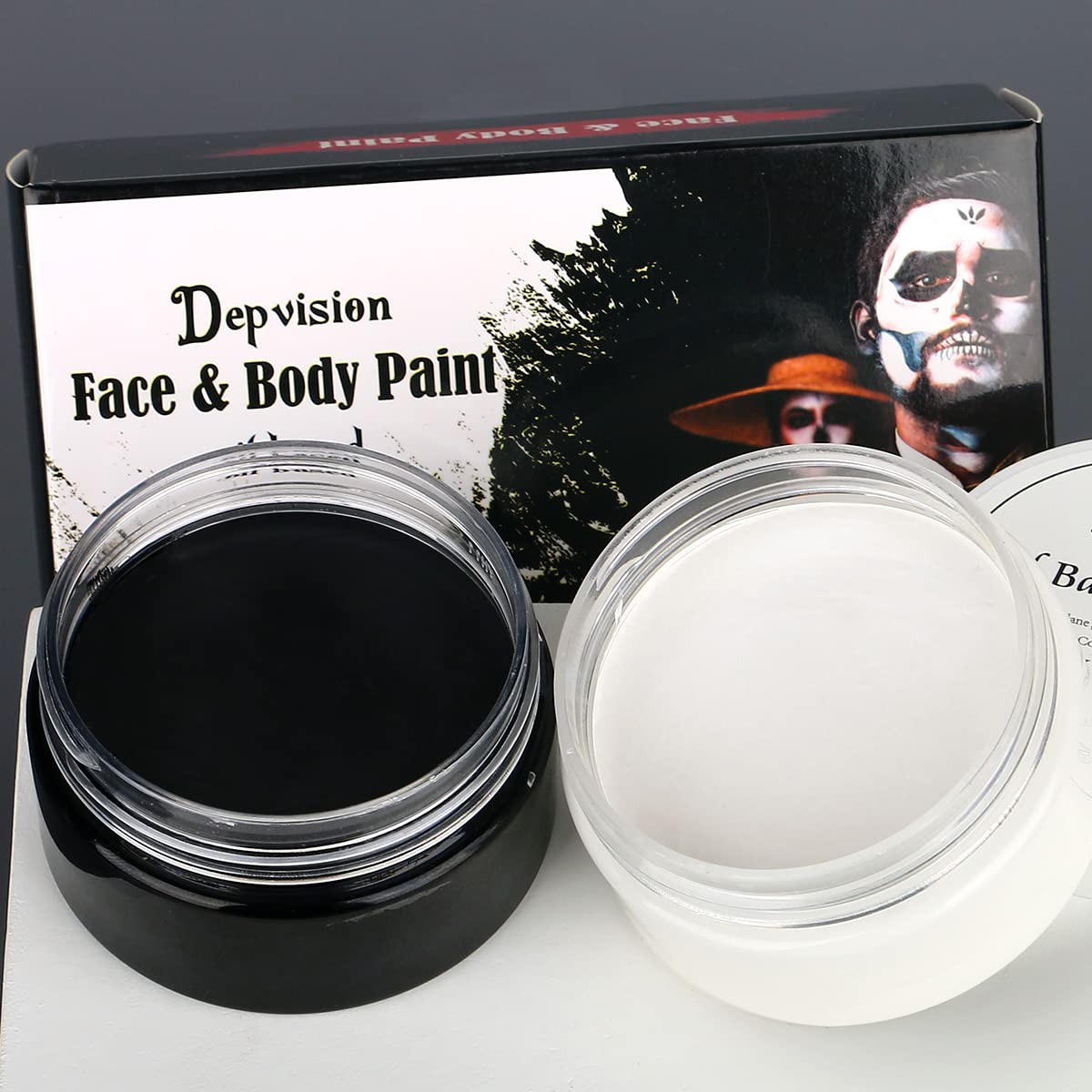 Professional Cream Face Paint Body Paint Oil Based Face painting Makeup for Kids and Adults Single Color Halloween SFX Christmas Party (Black50g+White50g)