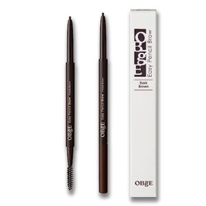 obge easy pencil brow (dark brown, 0.003oz) - ultra fine eyebrow pencil with brush for precise and effortless brow shaping. long lasting natural color.