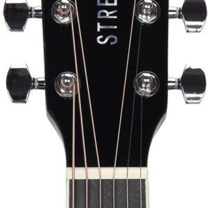 Stretton Acoustic Guitar Full Size Dreadnought 41 Inch Steel String Package D1 - Includes Everything a Beginner Needs To Get Started Playing Guitar - Black