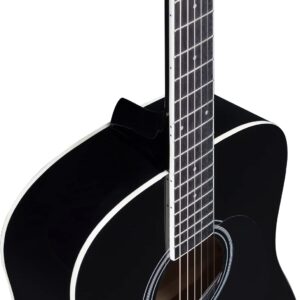 Stretton Acoustic Guitar Full Size Dreadnought 41 Inch Steel String Package D1 - Includes Everything a Beginner Needs To Get Started Playing Guitar - Black