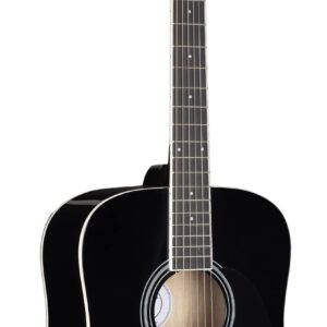 Stretton Acoustic Guitar Full Size Dreadnought 41 Inch Steel String Package D1 - Includes Everything a Beginner Needs To Get Started Playing Guitar - Black