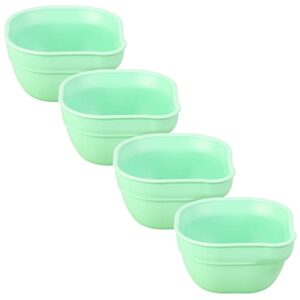 re-play made in usa 8 oz. dip 'n' pour toddler bowls, set of 4 - dishwasher and microwave safe snack bowls with deep sides and a wide flat bottom - 3.5" x 3.5" x 2", mint