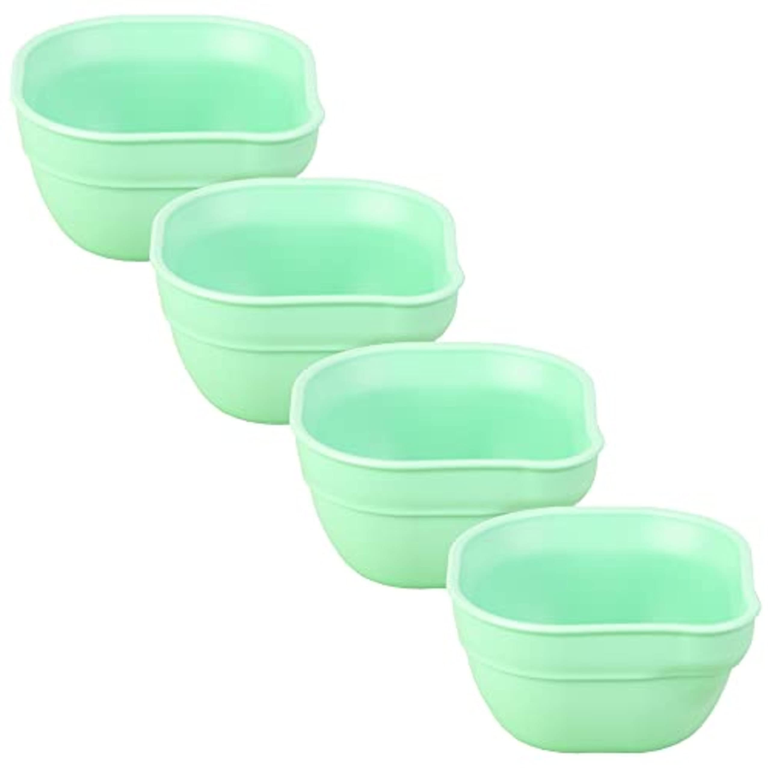 Re-Play Made in USA 8 Oz. Dip 'n' Pour Toddler Bowls, Set of 4 - Dishwasher and Microwave Safe Snack Bowls with Deep Sides and a Wide Flat Bottom - 3.5" x 3.5" x 2", Mint