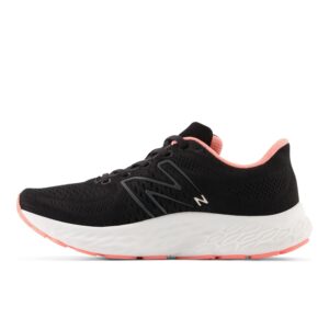 new balance women's fresh foam x evoz v3 running shoe, black/blacktop/grapefruit, 8.5 wide