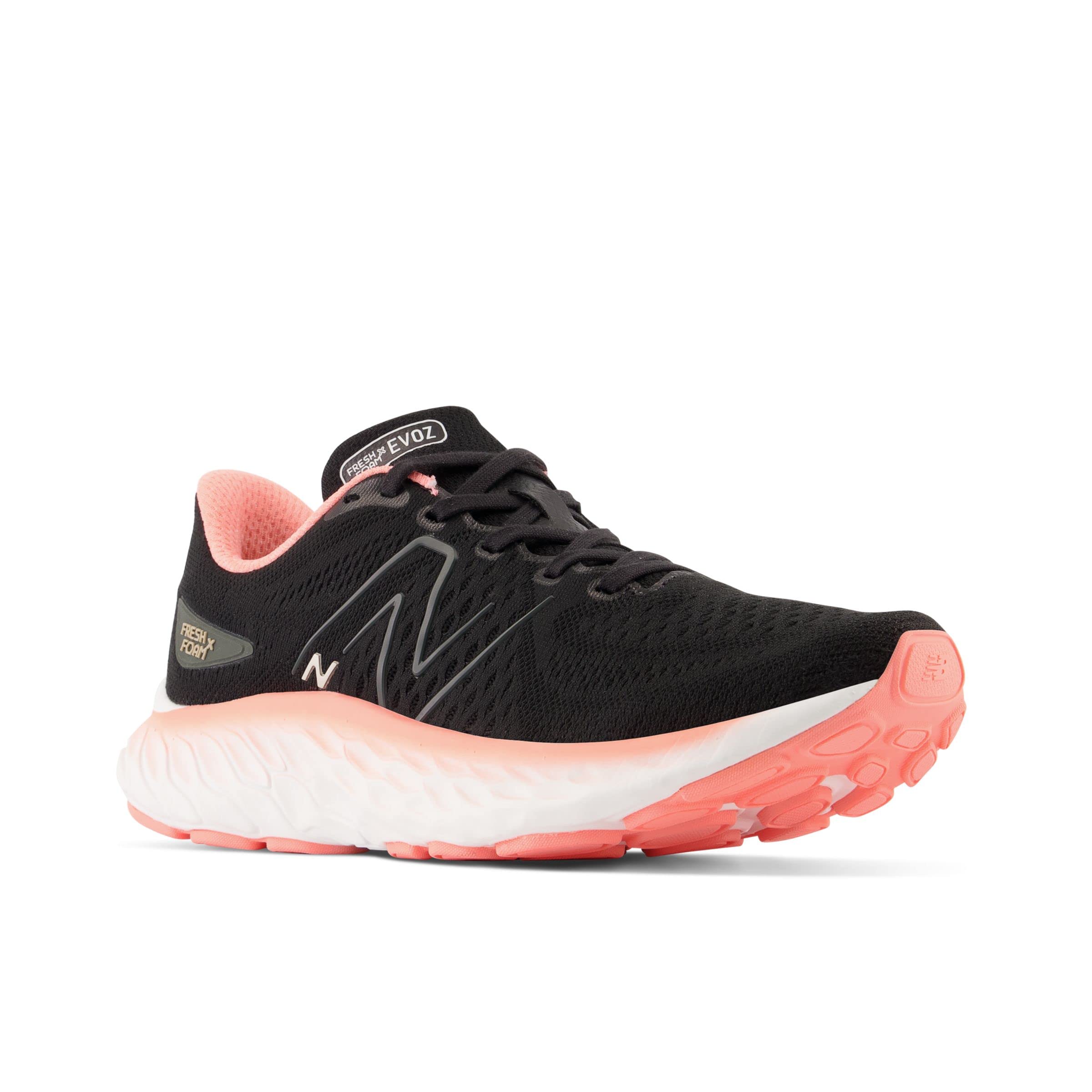 New Balance Women's Fresh Foam X Evoz V3 Running Shoe, Black/Blacktop/Grapefruit, 8.5 Wide