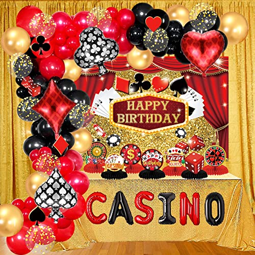 Casino Theme Party Decorations, Casino Birthday Party Decorations Supplies, Las Vegas Party Decorations, Poker Happy Birthday Backdrop, Casino Honeycomb Centerpieces, Casino Balloons Garland