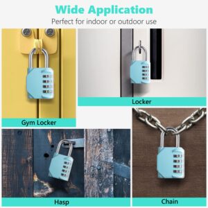 KAWAHA CL11AS Combination Lock, 4 Digit Outdoor Combination Padlock Set Your own Combination for Gym Locker Lock, School, Gates, Doors, Toolbox, Hasps and Storage (Aqua Sky *1)