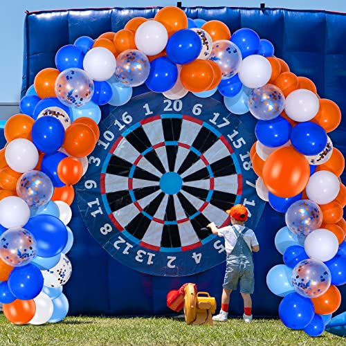 198 Pcs Orange and Blue Balloons Garland Arch Kit 18 12 10 5 Inch Orange Blue White Latex Balloon Orange Blue Confetti Balloons for Kids Target Sign War Birthday Party Decorations Supplies