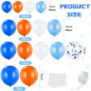 198 Pcs Orange and Blue Balloons Garland Arch Kit 18 12 10 5 Inch Orange Blue White Latex Balloon Orange Blue Confetti Balloons for Kids Target Sign War Birthday Party Decorations Supplies