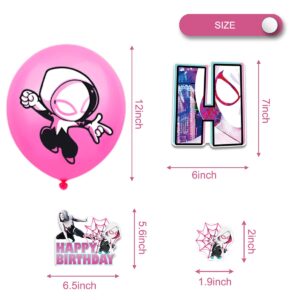 Spider girl Birthday Party Decorations,Pink Super Girls Decorations Includes Happy Birthday Banners,Cupcake Toppers,Balloons