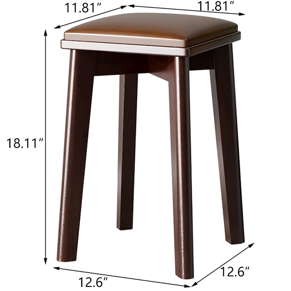 Rukulin Wood Stool with Padded Seat Stackable Stools for Home Kitchen Office School (1Pack)