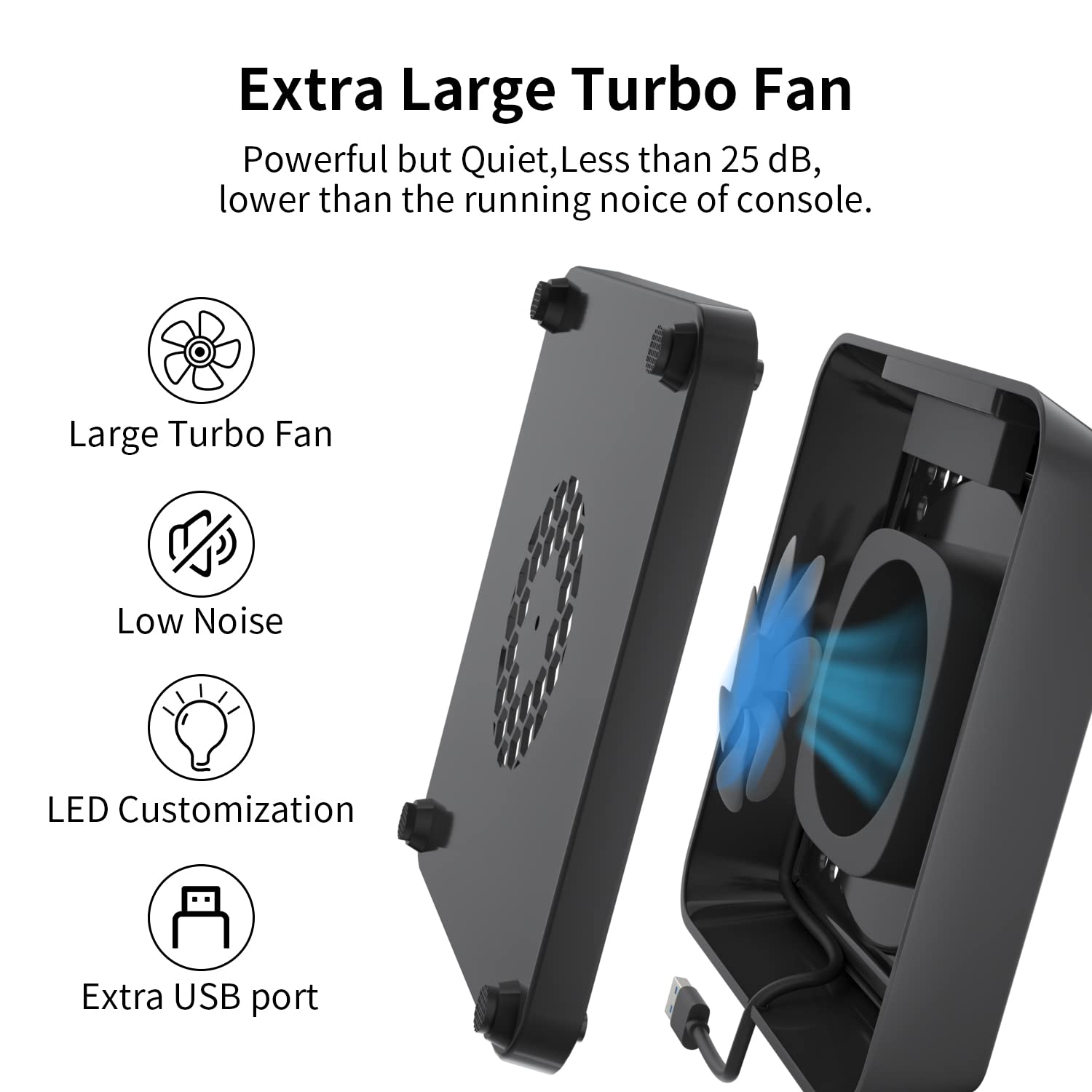 Cooling Fan for Xbox Series X Mviioe Cooling Stand with LED Indicator, Extra Big Turbo Fan, USB 2.0 Ports For Gaming Console (Only Compatible with Xbox Series x)