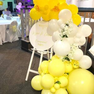 Yellow Balloons Garland Kit, 102pcs Pastel Yellow White Gold Confetti Balloons with 18 + 12 + 10 + 5 Inch for Sunflower Honey Bee Theme Birthday Baby Shower Gender Reveal Party Supplies Decorations