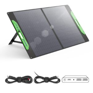semookii 100w portable solar panel, foldable solar charger with kickstand, dc, type c, qc 3.0, usb ports for phones outdoor camping, compatible with jackery explorer 160/240/500 power station