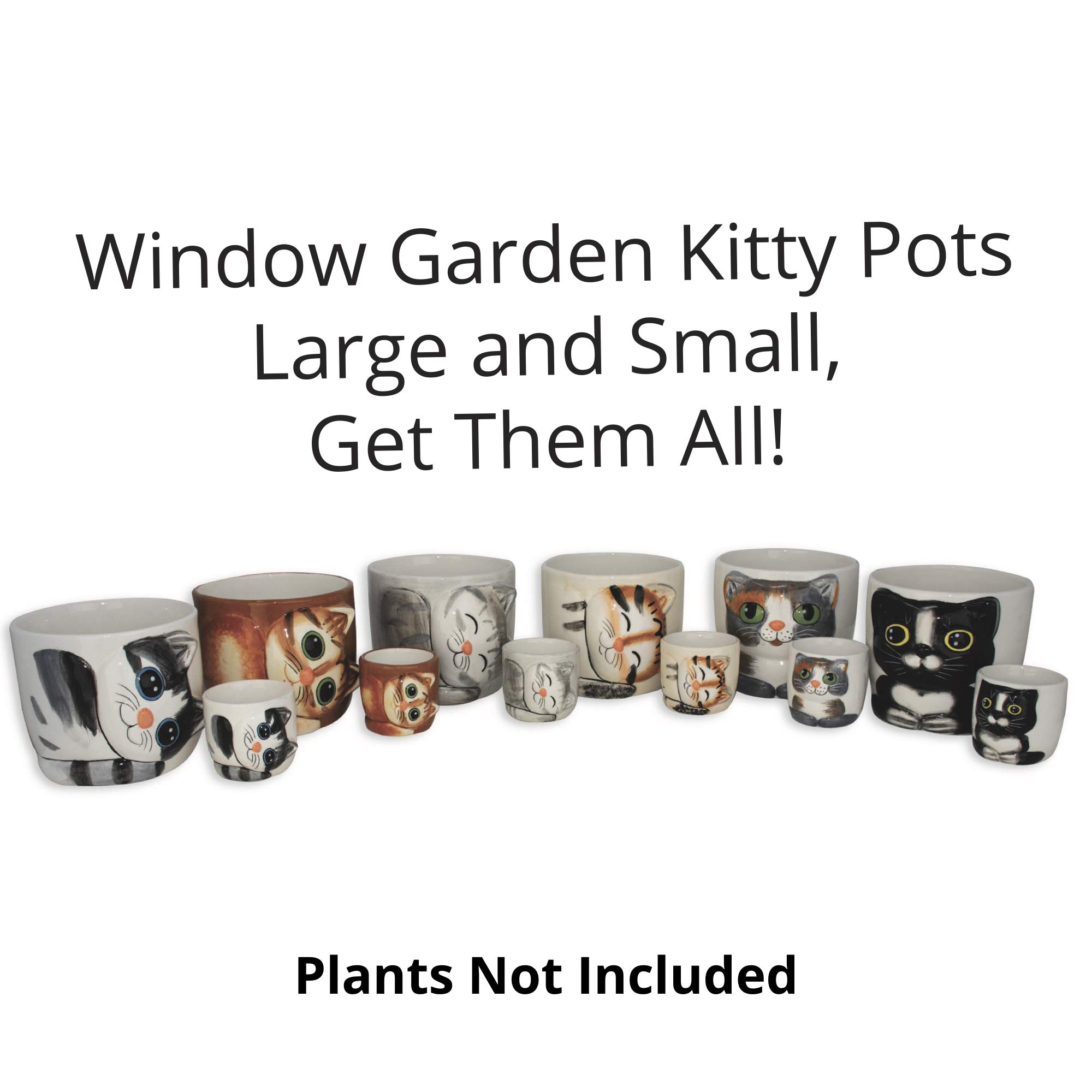 Window Garden Cat Planter - Large Kitty Pot for Indoor House Plants, Succulents, Flowers and Herbs (Sebby) & Animal Planters - Large Kitty Pot (Barney) Purrfect for Indoor Live House Plants