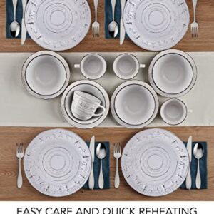 Pfaltzgraff Trellis Lodge 16 Piece Dinnerware Set, Service For 4, White