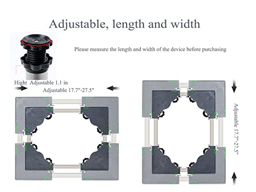 Washing Machine Base Fridge Stand Multi-Functional Adjustable Base Washer and Dryer Stand Appliance Refrigerator Pedestal Stand with 12 Stainless Steel legs[12legs-Legs Hight 9.8in]