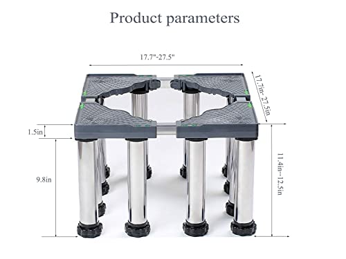 Washing Machine Base Fridge Stand Multi-Functional Adjustable Base Washer and Dryer Stand Appliance Refrigerator Pedestal Stand with 12 Stainless Steel legs[12legs-Legs Hight 9.8in]