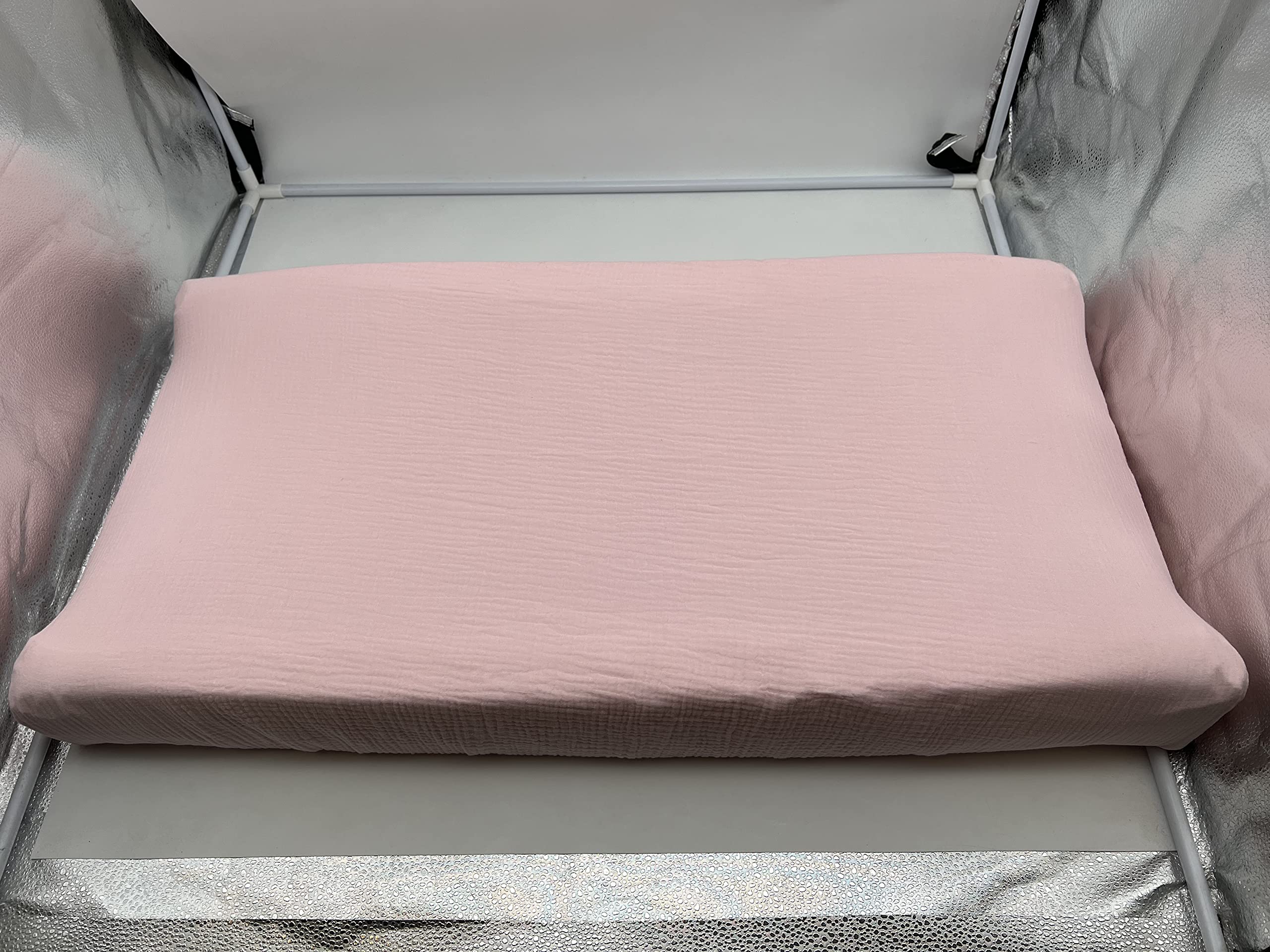 Muslin Changing Pad Cover, 2 Pack Changing Pad Covers, Baby Changing Table Pad Cover Cradle Sheet Soft and Breathable(Pink+Grey) (Pad Cover01)