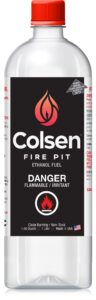 colsen tabletop fire pit fuel (1000ml /32 oz.) - smokeless odorless fireplace ethanol fuel - outdoor indoor fireplace - portable table top fire pit