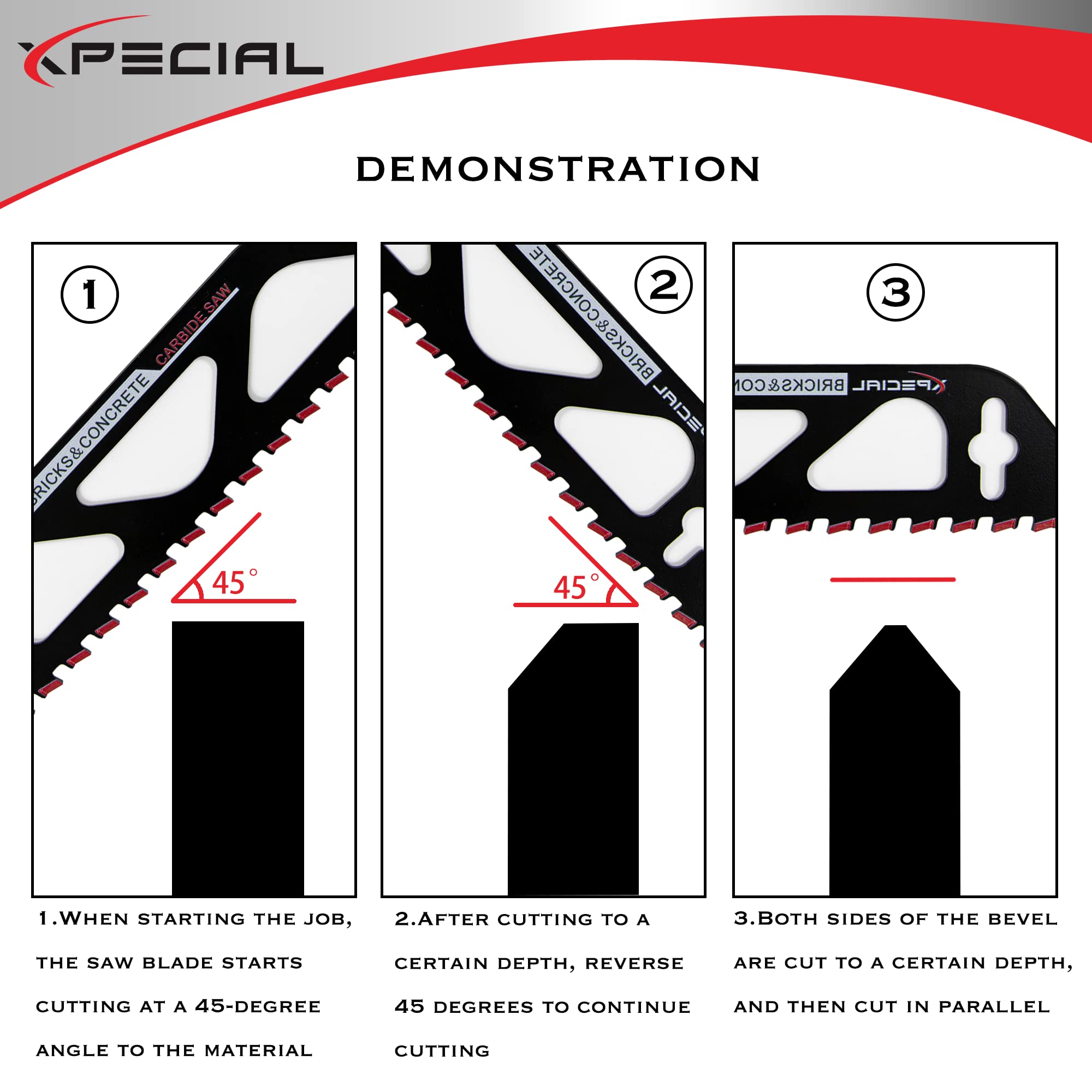 XPECIAL 12 inch Carbide Saw Blade - Masonry Buster, Reciprocating Saw Blades for Cutting Concrete Cement Blocks, Wood, Masonry Demolition of Bricks, Power Tool Accessories