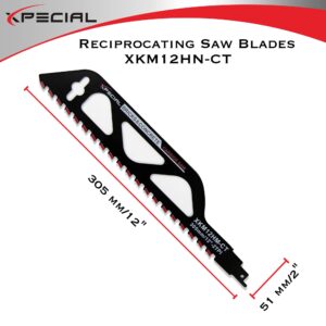 XPECIAL 12 inch Carbide Saw Blade - Masonry Buster, Reciprocating Saw Blades for Cutting Concrete Cement Blocks, Wood, Masonry Demolition of Bricks, Power Tool Accessories