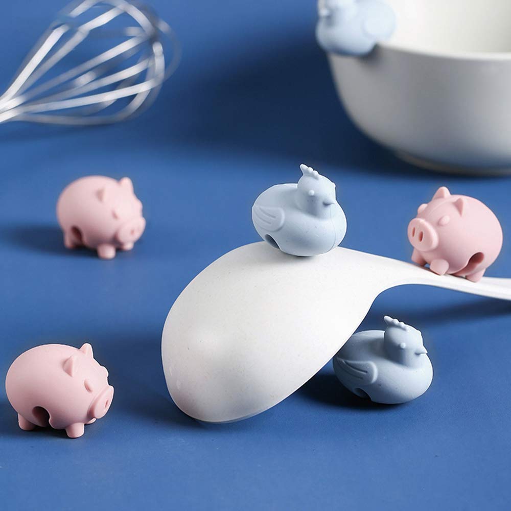Cartoon Silicone Cooking Pot Lid Clips Pot Holder Kitchen Cooking Prevent Overflow Tool Kitchen Accessories(6pc-chicken)