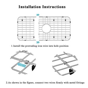 SlimmKISS Sink Protector Sink Grates Stainless Steel Bottom Grid 25" X 12.8", Centered Drain with Corner Radius, Metal Sink Grate Protector