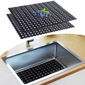 kitchen sink protector mat - 2pack adjustable sink protectors for kitchen stainless steel sink - fast draining sink mats for bottom of kitchen sink - dishes and glassware - easy to clean & diy cut