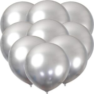 30pcs silver balloons 18 inch large sliver metallic chrome balloons big latex balloons for christmas birthday wedding baby shower party decorations
