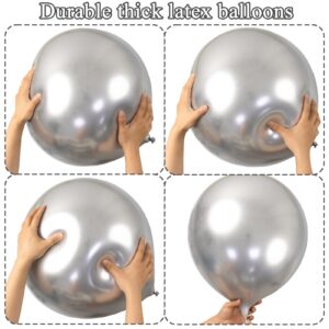 30pcs Silver Balloons 18 Inch Large Sliver Metallic Chrome Balloons Big Latex Balloons for Christmas Birthday Wedding Baby Shower Party Decorations