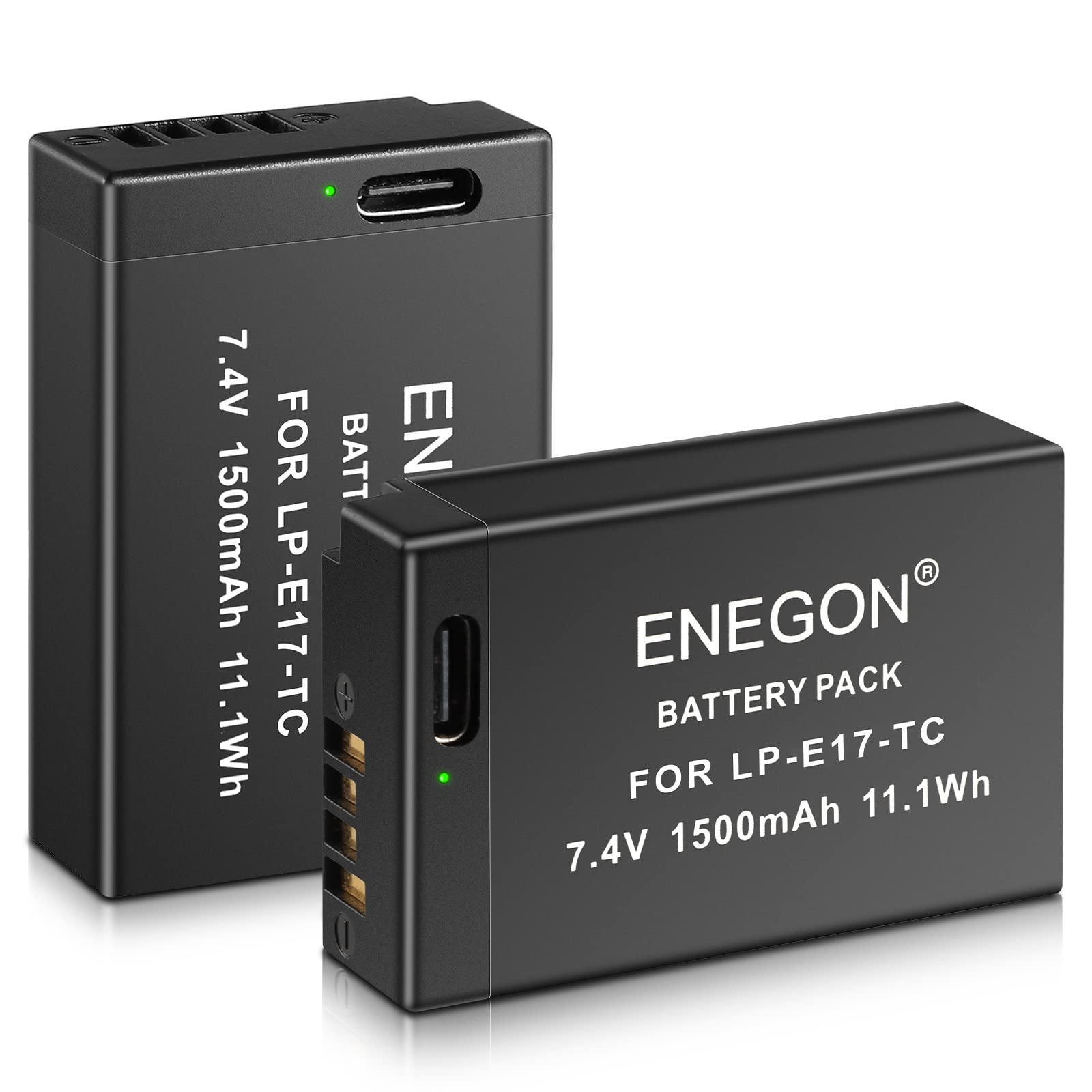 ENEGON 2-Pack LP-E17 Replacement Type-C Direct Charging Port Battery for Canon EOS R50 RP R10 R8,Rebel T8i, T7i, T6i, T6s, SL2,SL3, EOS M3, M5, M6, EOS 200D,77D,750D,760D,800D,8000D,Digital SLR Camera