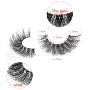 Clear Band Lashes Natural Look Wispy Mink Eyelashes Fluffy 16mm Cat Eye Lashes Pack 5D 10 Pairs Fake Eyelashes by TNFVLONEINS