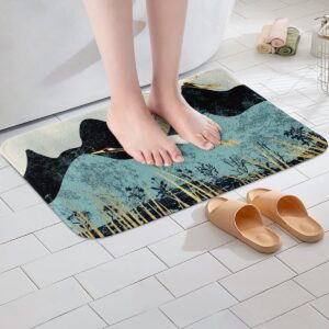 Erosebridal White Crane Door Mat Golden Sun Bathroom Rugs for Kids Child,Jungle Mountain Rug Japanese Style Ukiyoe Theme Kitchen Rugs Birds Animal Japan Ethnic Kawaii Room Decor 20"x32"