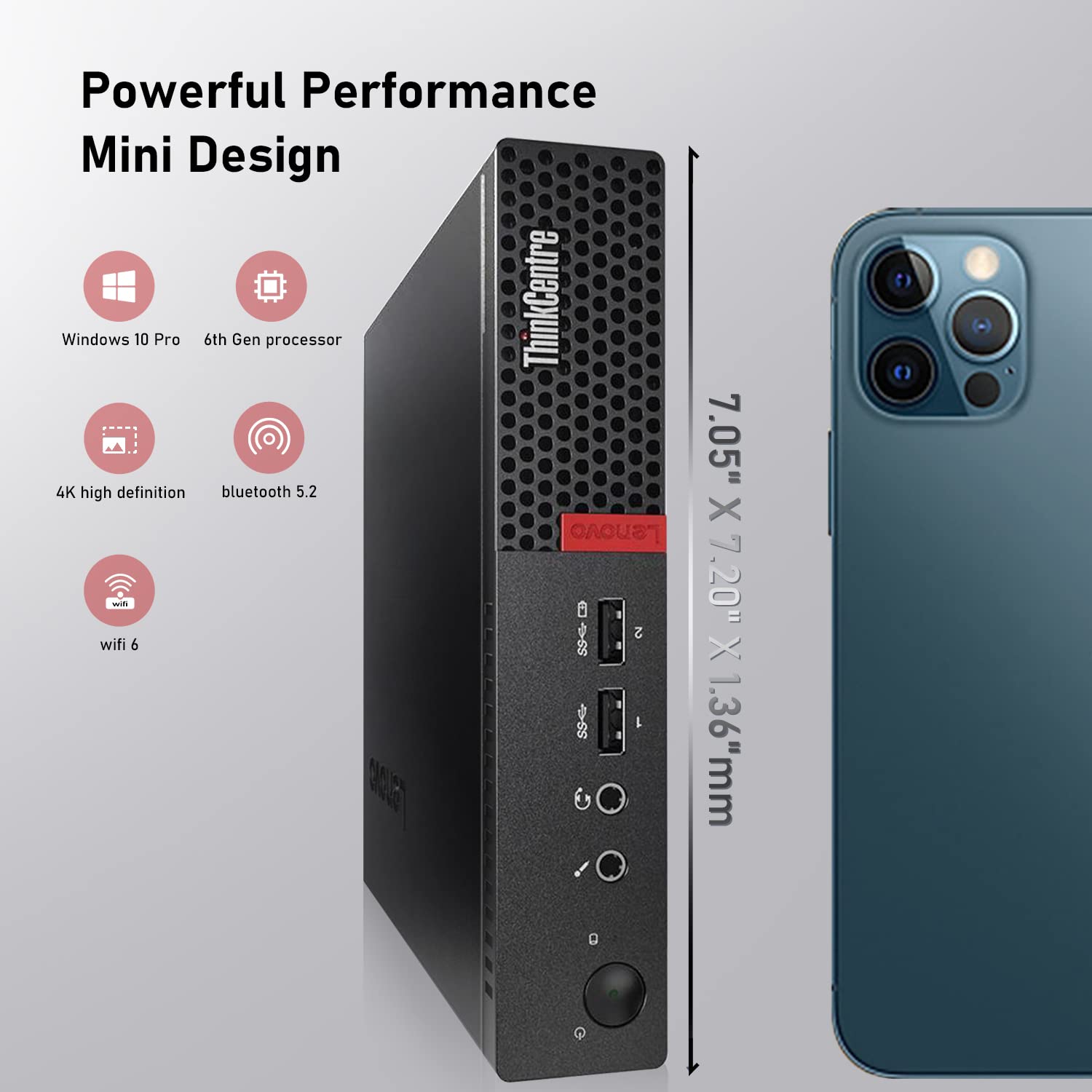 Lenovo ThinkCentre M710q Tiny Desktop Intel i7-6700T Up to 3.60GHz 32GB RAM New 1TB NVMe SSD Built-in AX210 Wi-Fi 6E Bluetooth HDMI Wireless Keyboard and Mouse Windows 10 Pro (Renewed)