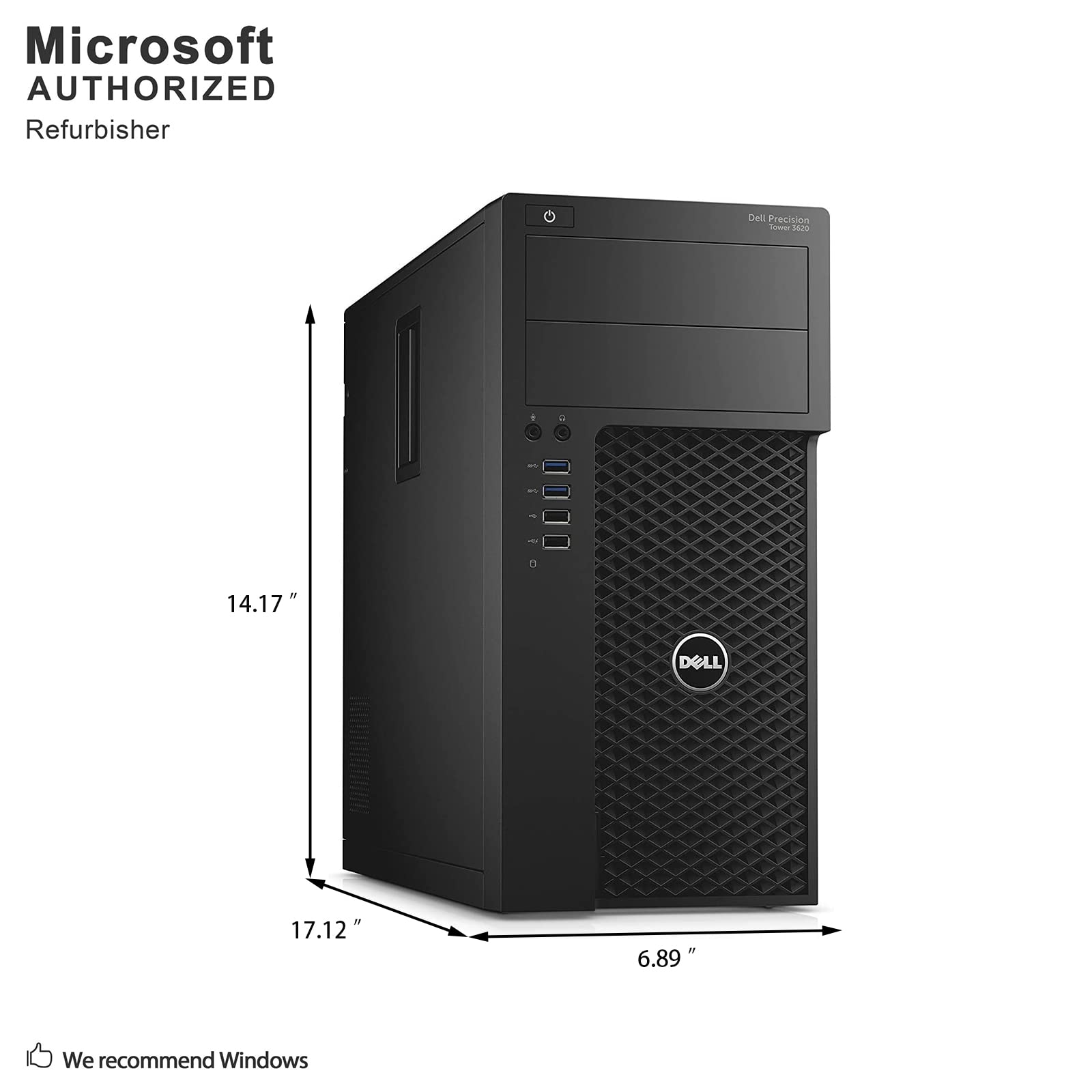 Dell Precision 3620 Tower High Performance Desktop Computer, Intel Quad Core i7-6700 up to 4.0GHz, 16G DDR4, 256G SSD, WiFi, BT, 4K Support, DP, HDMI, Windows 10 Pro 64 En/Sp/Fr(Renewed)