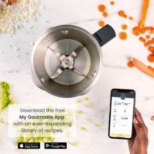 Gourmate Smart All-in-1 Multi-Cooker, 10+ Cooking Functions, Built-in Scale, Guided Recipes, Steam, Cook, Knead, Bluetooth App Connectivity, 2.3 QT, White