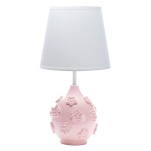 lambs & ivy signature botanical baby pink floral nursery lamp with shade & bulb