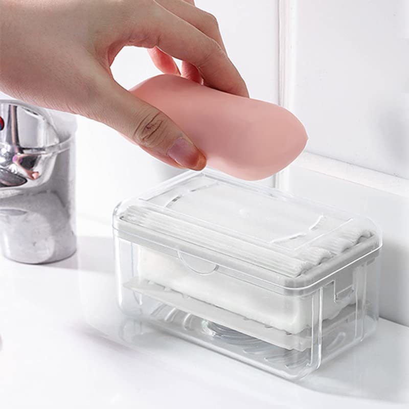 ReignSword 2 in 1 Foaming Soap Box with Roller Bubbler, Multifunctional Soap Tray Dispenser with Drain Hole Spring for Bathroom Kitchen