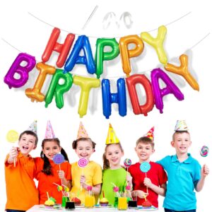 happy birthday banner 16 inch mixed color mylar foil letters inflatable balloons birthday party decorations for kids and adults