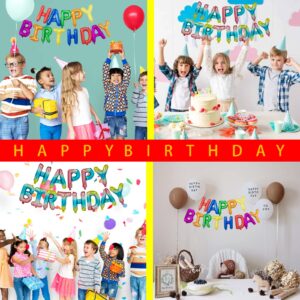 Happy Birthday Banner 16 Inch Mixed color Mylar Foil Letters Inflatable Balloons Birthday Party Decorations for Kids and Adults