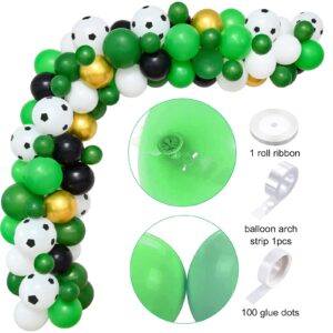 Winrayk Soccer Party Decorations Birthday Supplies Soccer Balloons Garland Arch Kit with Soccer Backdrop Tablecloth Champion Trophy Soccer Foil Balloon Men Teen Kids Soccer Birthday Party Supplies