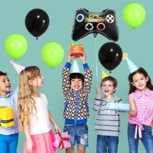 107 pcs Game On Balloons Arch Garland Party Decoration Black Green Video Game Party Supplies for Level Favor Theme Birthday Party Decorations