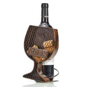 yawill wine bottle holder wine glass statue decorative cork holder tabletop wine accessory for home kitchen (wine glass)