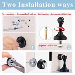 Magnetic Door Stopper,Stainless Steel Door Stoppers Black Brushed Satin Nickel,Magnetic Door Catch,Anti-Rust,Anti-Scratch Door Stop,Magnetic Door Stop Black Keep Door Open(2 Pack,Black)