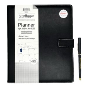 planahead see it bigger monthly/weekly large deluxe planner/organizer premium paper april 2024 - june 2025 9.75" x 11.75" and suheyla inspirational pen “my life is my message"