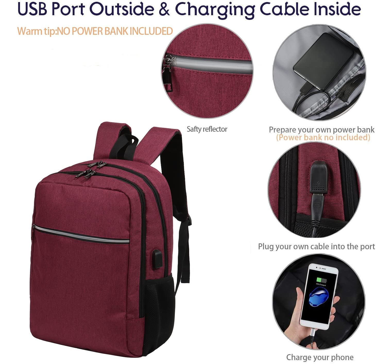 TITILT Laptop Backpack Fits 17 Inch Computer, Bussiness Travel Backpack with USB Charging Port and Anti Theft Pocket, Navy