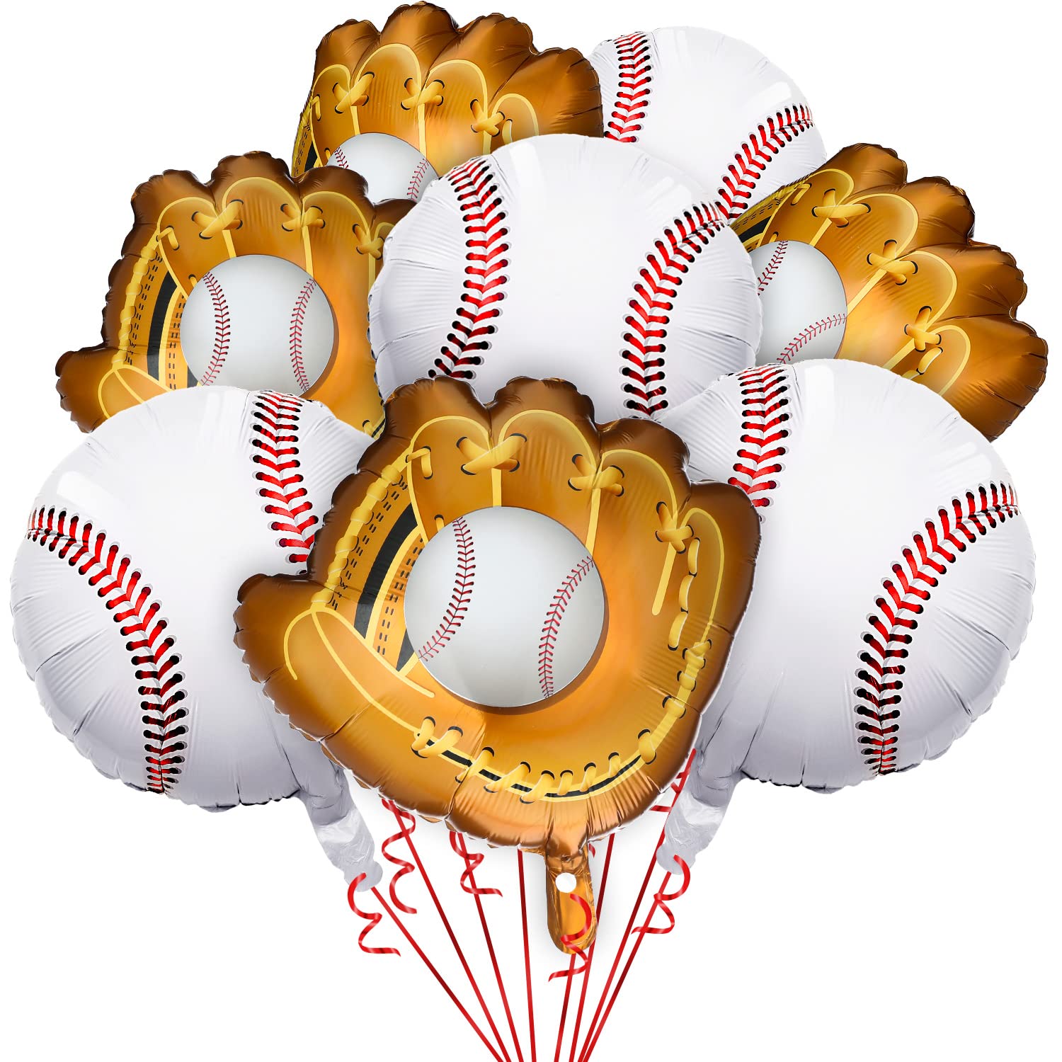 8 Pieces Baseball Balloons Baseball Glove Balloons 18 Inch Sports Balloons Baseball Themed Party Supplies Decorations for Boys Girls Summer Birthdays Party (Baseball/Baseball Glove Balloons)