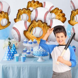 8 Pieces Baseball Balloons Baseball Glove Balloons 18 Inch Sports Balloons Baseball Themed Party Supplies Decorations for Boys Girls Summer Birthdays Party (Baseball/Baseball Glove Balloons)